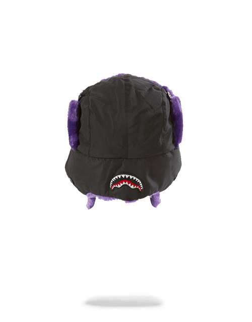BLACK 3M PURPLE FUR AVIATOR HAT