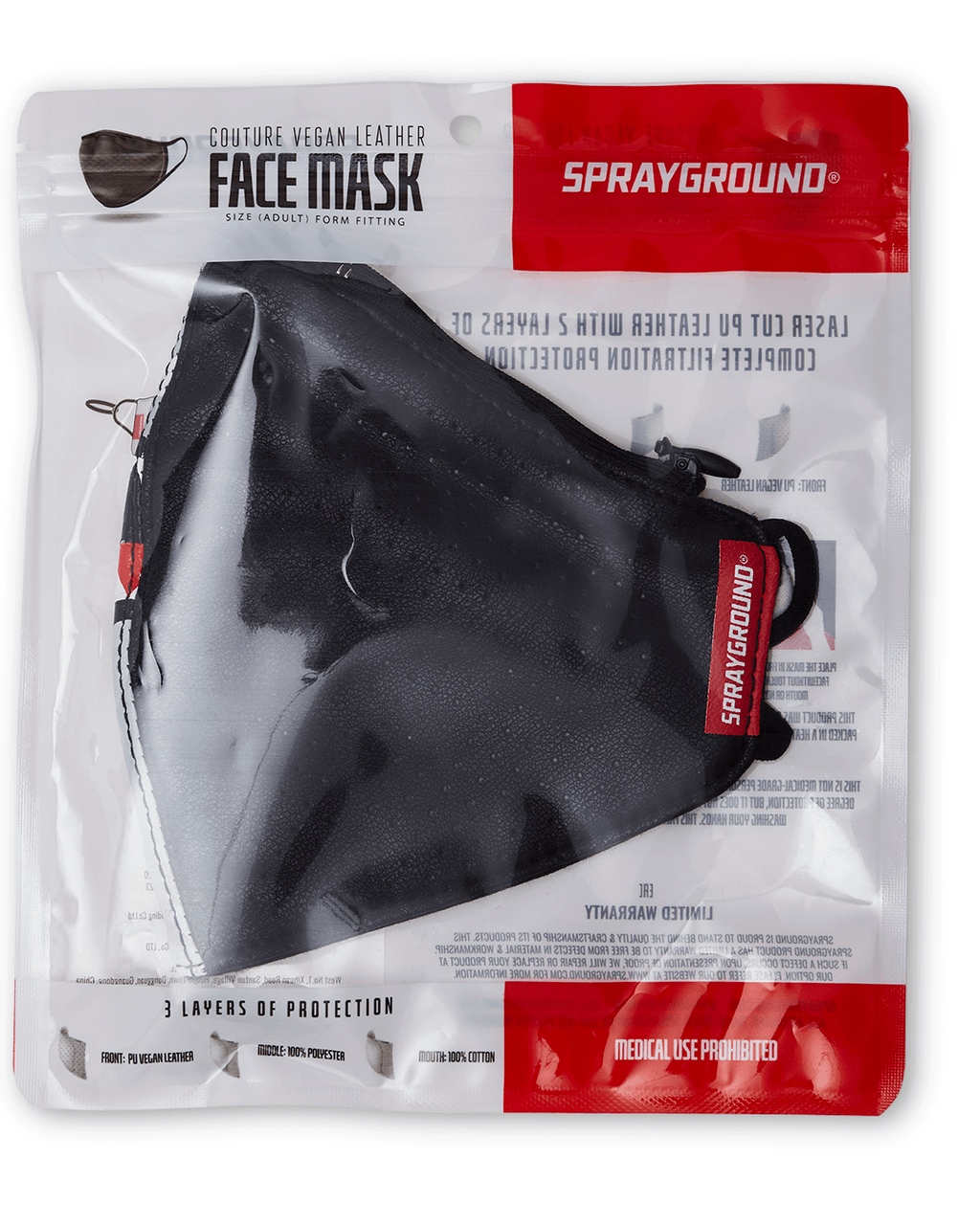 DAMAGE CONTROL STASH POCKET VEGAN LEATHER FACE MASK